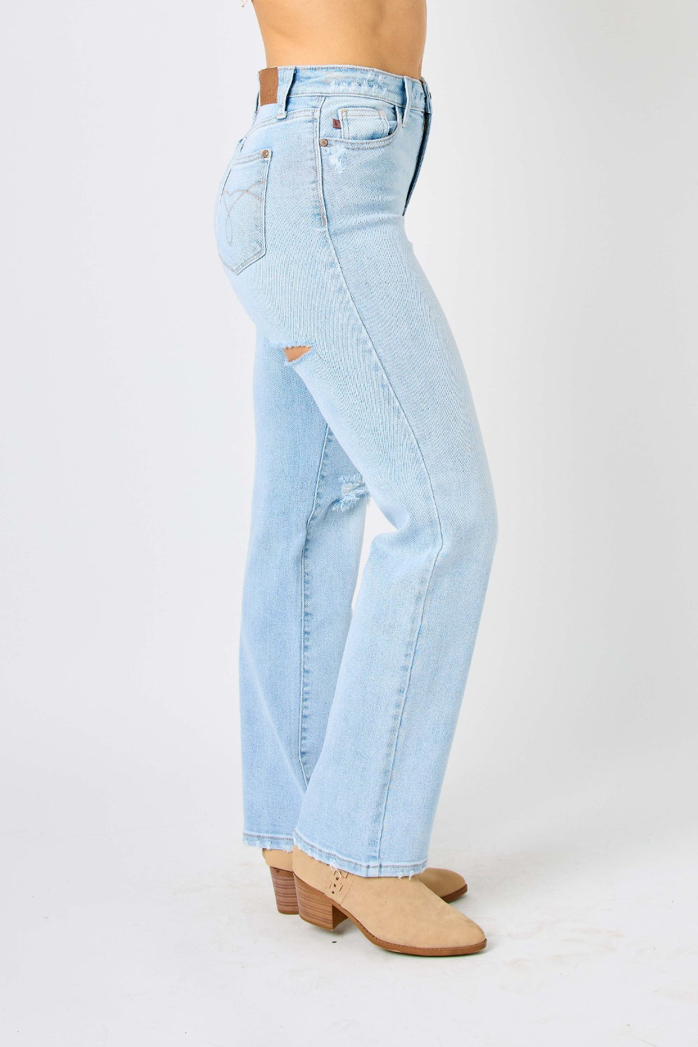 Judy Blue  High Waist Distressed Straight Jeans