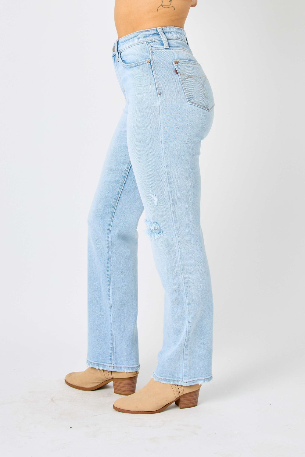 Judy Blue  High Waist Distressed Straight Jeans